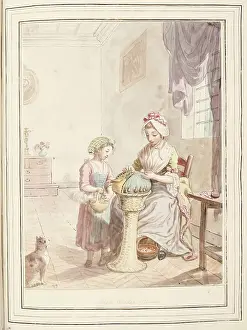 Locals Prints: Lace workers, Rome, leaf from A Collection of Dresses by David Allan Mostly from Nature