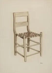 Leather Seat Prints: Laced Chair, c. 1940. Creator: Pearl Davis