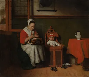 Cottage Industry Prints: The Lacemaker, ca. 1656. Creator: Nicolaes Maes