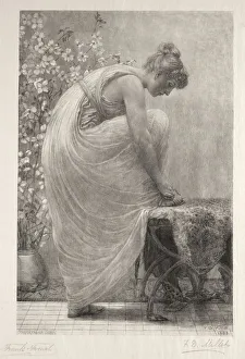 Lacing the Sandal, 1886. Creator: Frank French (American, 1850-1933)