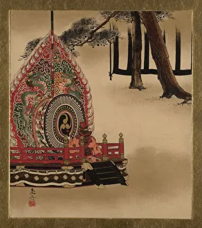 Lacquer Paintings of Various Subjects: Drum for Gagaku Dance, 1882. Creator: Shibata Zeshin