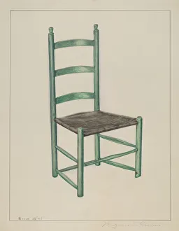 Ladder Back Chair Prints: Ladder Back Chair - Called Jolting Chair, c. 1936. Creator: Magnus S. Fossum