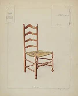 Upholstery Prints: Ladderback Chair, c. 1937. Creator: Alfred Walbeck
