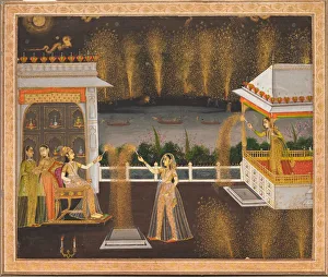Lucknow Prints: Ladies Celebrating Diwali, c. 1760. Creator: Unknown