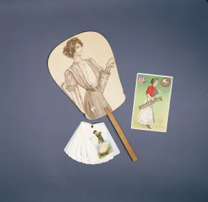 Golf Bag Prints: Ladies fan, Horlicks advertising scorecard, postcard, c1910