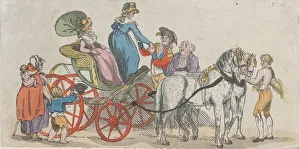 Landscapes And Cattle Prints: Ladies Getting Out of a Carriage (from Plate 16, Outlines of Figures, Landscapes a