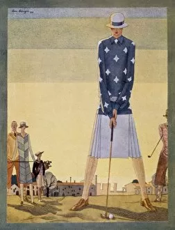 20th Gallery: Ladies Golf Outfit by Jane Regny, pub. 1926 (colour lithograph)