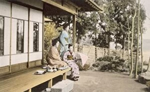 Ladies at Home, 1890's. Creator: Japanese Photographer (19th Century)