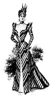 Stripe Prints: Ladies Page: a black and white striped silk gown