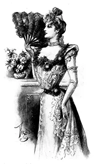 Gloves Prints: Ladies Page: an evening frock of spider-web tulle