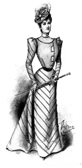 Parasol Prints: Ladies Page: grey cloth dress piled with amethyst velvet