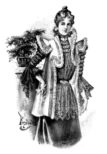 Satin Prints: Ladies Page: matinee of pink satin, 1898