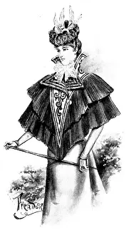 Fashionable Prints: Ladies Pages: white cloth visite with black chiffon frills