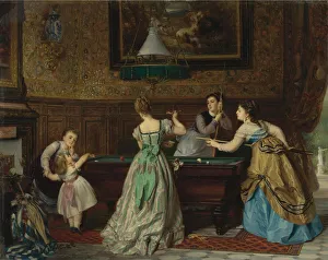 Billiard Table Prints: Ladies Playing Billiards, 1869. Artist: Boutibonne, Charles-Edouard (1816-1897)