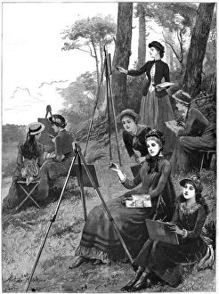 Sketching Gallery: A ladies sketching club, 1885.Artist: Arthur Hopkins