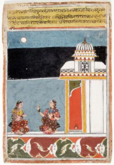 Malwa Prints: Two Ladies on a Terrace, Folio from an Amaru Sataka (Hundred Stanzas of Amaru)