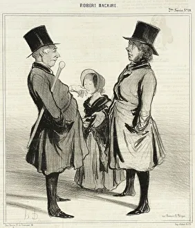Double Entendre Prints: L'Adoption - Ah ça! Robert, mon ami... 1841. Creator: Honore Daumier
