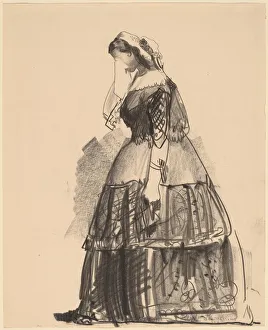 George Bellows Prints: Lady of 1860 - The Actress, 1922. Creator: George Wesley Bellows