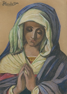 Religious Motif Prints: Our Lady, 1944. Creator: Jozef Hanula
