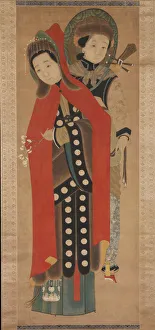Paint On Paper Prints: Lady and Attendant, 19th century. Creator: Unknown
