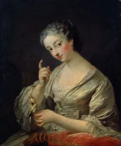 Lady with a Bird, 18th century. Artist: Louis Michel van Loo