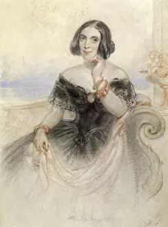 Guildhall Library Art Gallery: Lady in a black dress, 1847. Artist: John Hayter