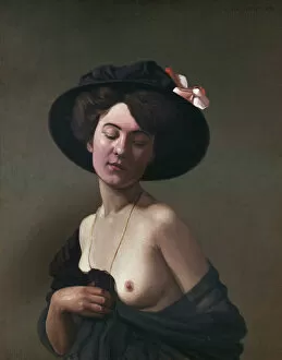 Breast Gallery: Lady in a Black Hat, 1908. Artist: Felix Vallotton