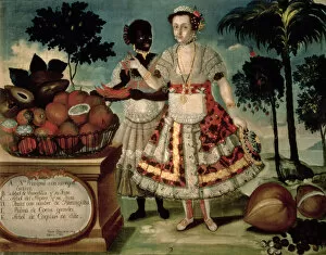 Images Dated 27th March 2014: Lady with his black slave, 1783. Oil by Vicente Alban in the Museum of America in Madrid