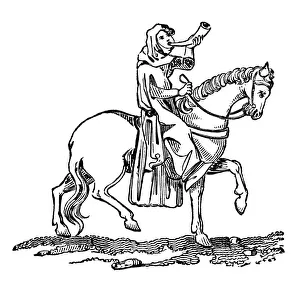 Lady blowing a hunting horn, 14th century, (1833)