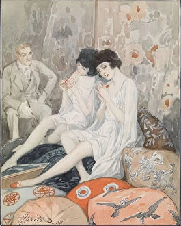 Apsit Gallery: Lady in Her Boudoir, 1929. Artist: Apsit, Alexander Petrovich (1880-1944)