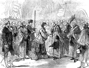 Officials Prints: Lady Burdett-Coutts delivering Columbia Market to the Lord Mayor, 1871. Creator: Unknown