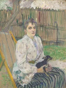 Oil On Cardboard Gallery: Lady with a Dog, 1891. Creator: Henri de Toulouse-Lautrec