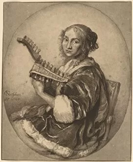 Cornelis Ploos Van Amstel Collection: Lady with Double-Headed Lute, 1781. Creator: Cornelis Brouwer