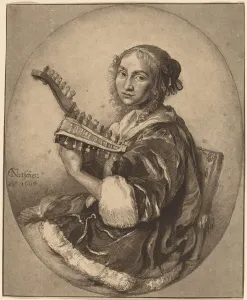 Lady with Double-Headed Lute, 1781. Creator: Cornelis Brouwer