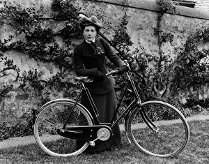 Cycle Prints: Lady Edwardian Cyclist. Creator: Unknown