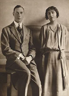 Lady Elizabeth Bowes Lyon and the Duke of York upon the announcement of their engagement, 1923. Artist: Vandyk