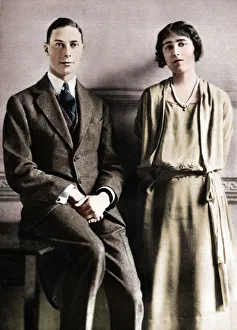 Side By Side Prints: Lady Elizabeth Bowes Lyon and the Duke of York upon the announcement of their engagement