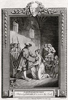 King Edward Iv Gallery: Lady Elizabeth Grey, petitioning Edward IV to restore her lands, 15th century, (1777)