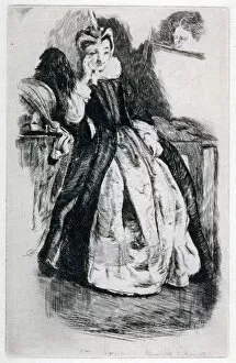Guildhall Library Art Gallery: Lady in Elizabethan Dress, 19th century. Artist: Charles Samuel Keene