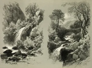 Harding Jd Prints: Lady Fall, Vale of Heath, and Fall on the Brent, from Picturesque Selections, 1860