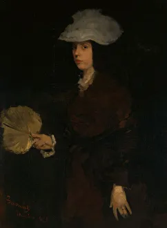 Duvenek Frank Prints: Lady with Fan, 1873. Creator: Frank Duveneck