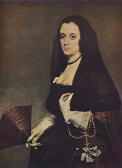 Velasquez Prints: A Lady with a Fan, c1640, (c1950). Creator: Diego Velasquez