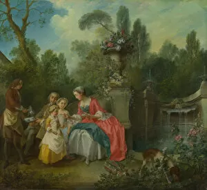 A Lady in a Garden taking Coffee with some Children, ca 1742. Artist: Lancret, Nicolas (1690-1743)