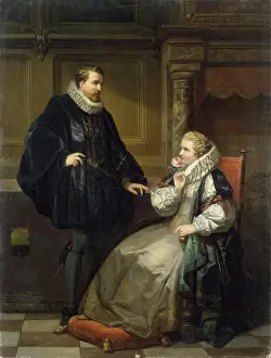 Hose Prints: Lady and Gentleman, 1857. Creator: Corneille Jean Antoine Seghers