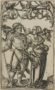 S Master Prints: Lady and Gentleman Walking to the Right, 1500/25. Creator: Master S