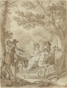 Le Jeune Prints: Lady and Gentlemen Riding in a Park. Creator: Jean-Michel Moreau