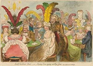 James Gillray Collection: Lady Godinas Rout; -or-Peeping-Tom Spying out Pope-Joan, 1796. Creator: James Gillray (British)