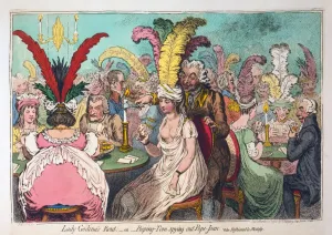 Plums Prints: Lady Godinas Rout or Peeping Tom spying out Pope Joan, 1796