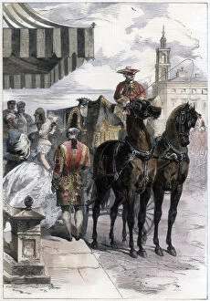 Lady going out during The London Season, 1856.Artist: Edmund Morin