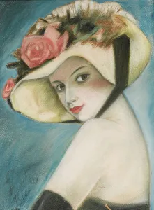 Womans Portrait Prints: Lady in Hat, 1916. Creator: Della-Vos-Kardovskaya, Olga Ludvigovna (1875-1952)